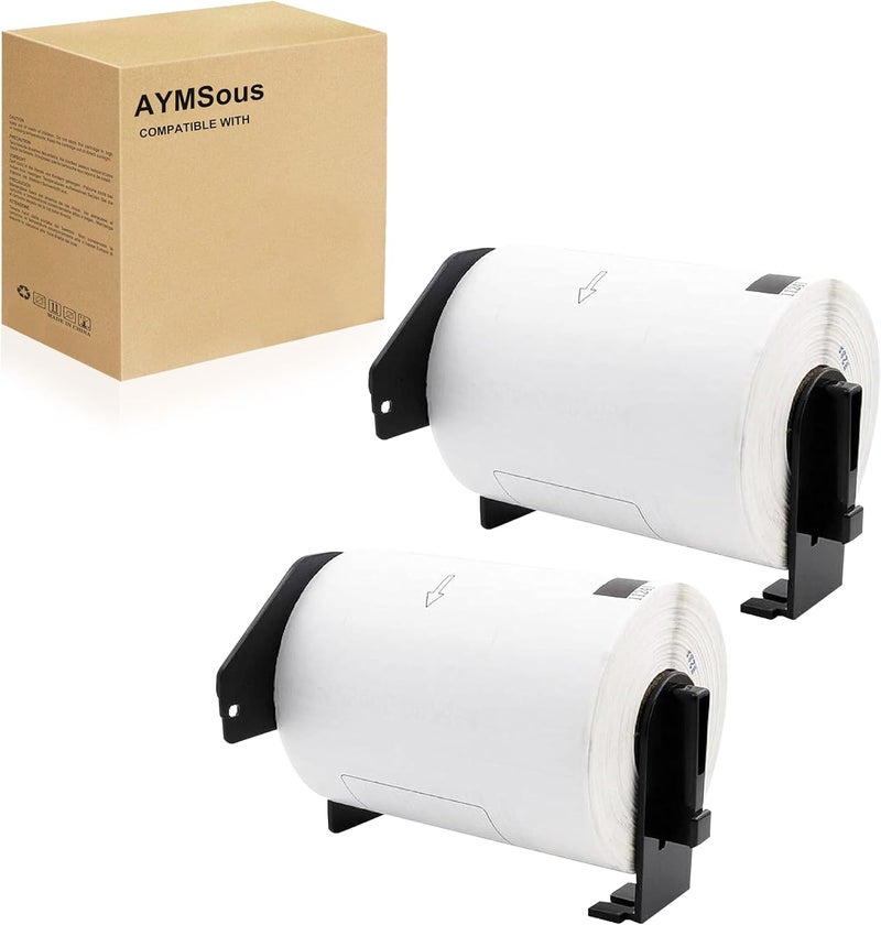 AYMSous Compatible 2 Pack DK-1247 Die-Cut White Label Paper (4.07" x 6.4" / 103mm x 164mm) with 2 Refillable Cartridge Replacement for Brother DK-1247 for QL Label Printers (180 Labels/Rolls) - Image 1